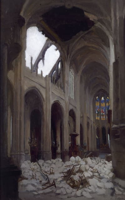 1918年3月29日，耶稣受难日爆炸后，圣热尔瓦教堂内部