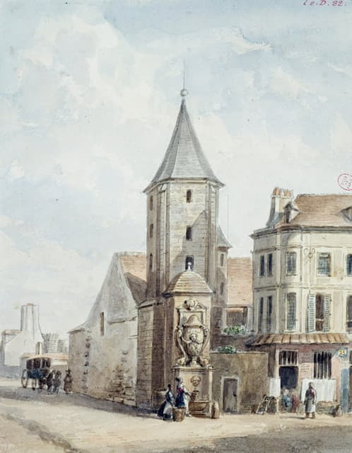 Auguste-Sébastien Bénard - Tour d’Alexandre, restes de l’abbaye Saint Victor (Tour d’angle des bâtiments abbatiaux).