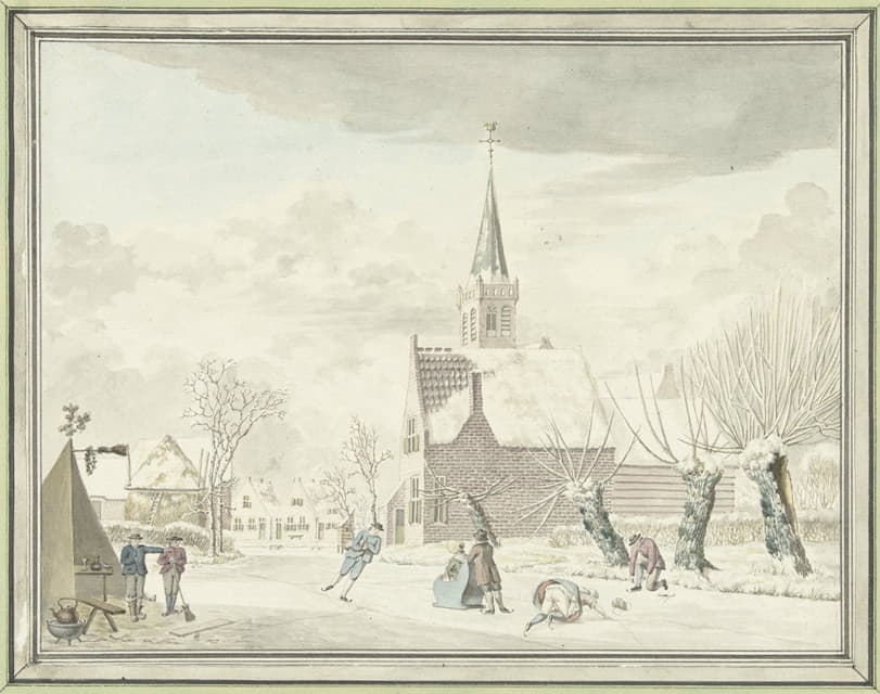 Cornelis van Noorde - IJsvermaak in het dorp Kortenhoef
