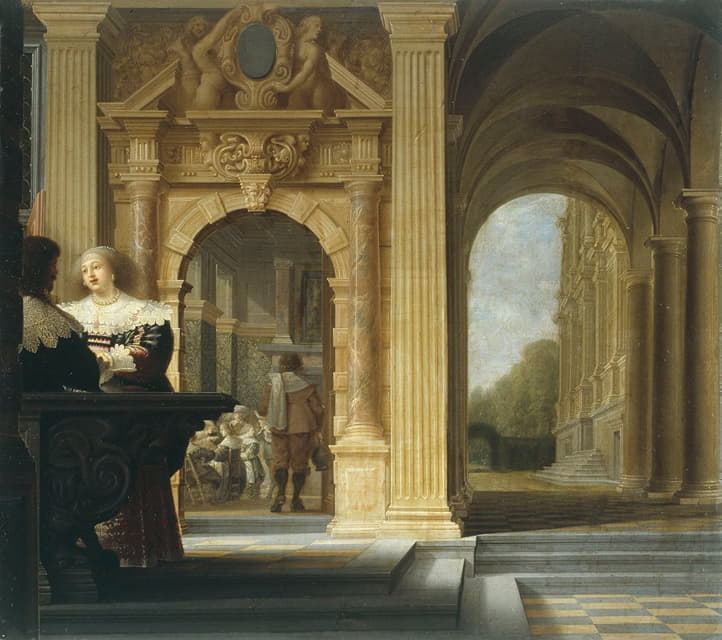 Dirck Van Delen - Scène galante dans un palais
