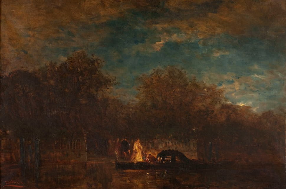 Félix Ziem - Venise, la sortie du Jardin français au crépuscule