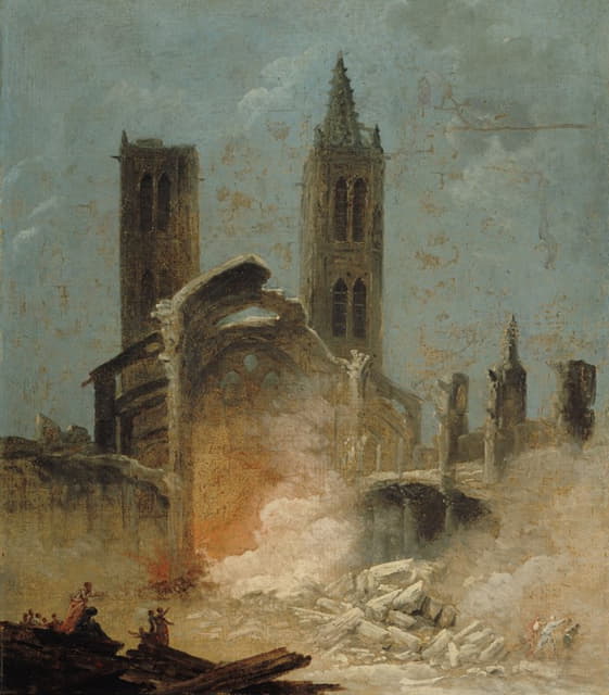 Hubert Robert - La Démolition de l’église Saint-Jean-en-Grève, en 1800