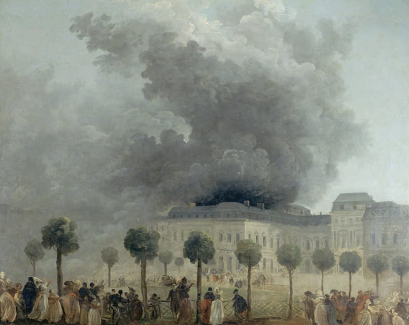 Hubert Robert - L’incendie de l’Opéra, vu des jardins du Palais-Royal, le 8 juin 1781
