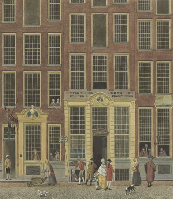 Isaac Ouwater - De boekhandel en het loterijkantoor van Jan de Groot in de Kalverstraat te Amsterdam