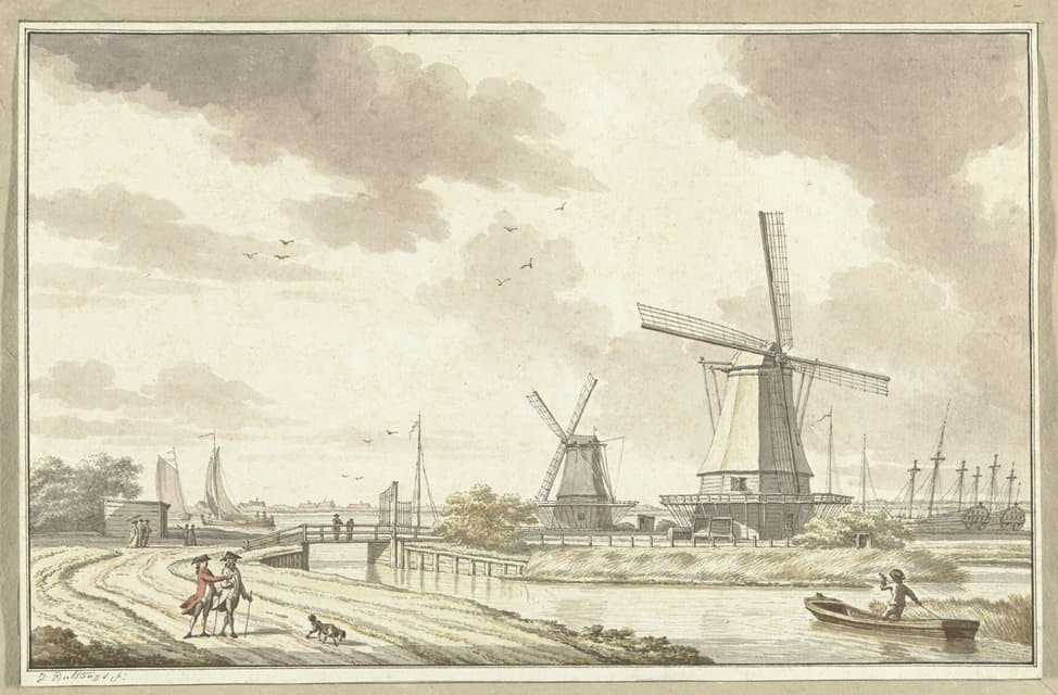 Jan Bulthuis - Gezicht aan de Zandhoek, buiten Haarlemmerpoort te Amsterdam