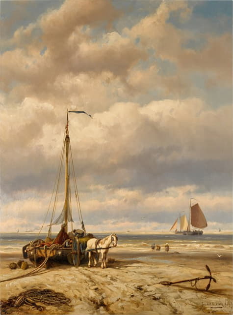 Johannes Hermanus Barend Koekkoek - Unloading the Catch