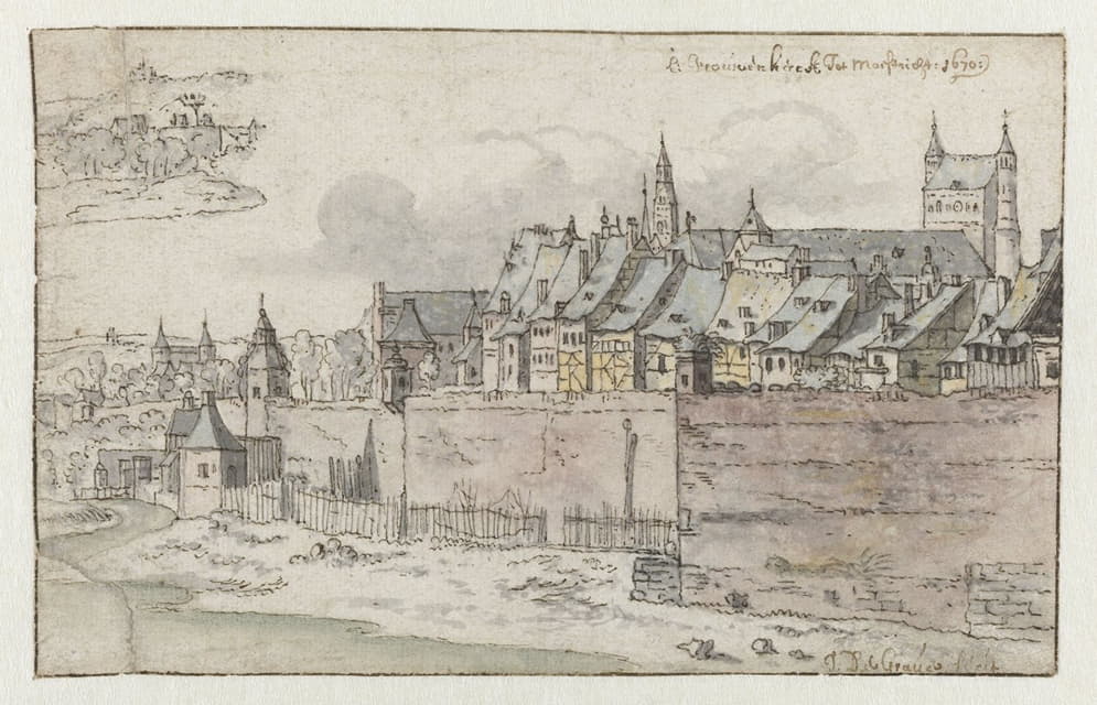 Josua de Grave - View of the Walls of Maastricht with the Onze-Lieve-Vrouwekerk in the Background