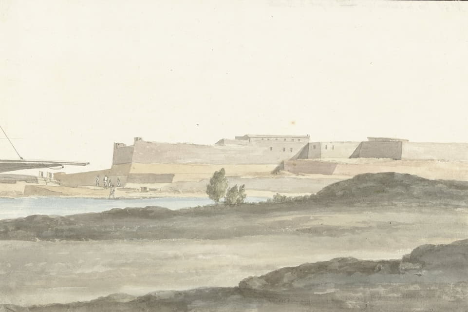 Abraham-Louis-Rodolphe Ducros - Gezicht op het kasteel in de haven van Barletta