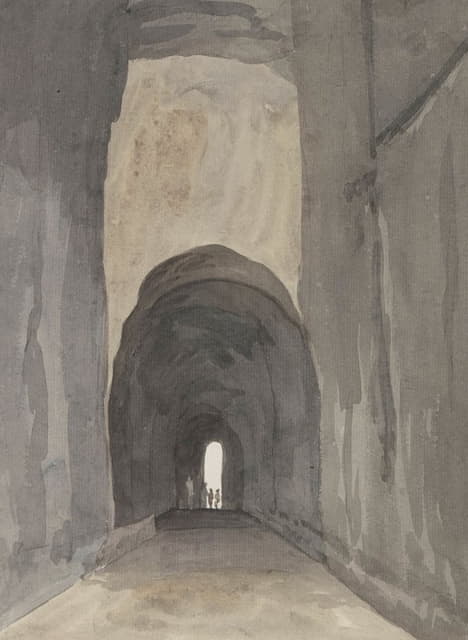 Abraham-Louis-Rodolphe Ducros - Ingang van grot Crypta Neapolitana (of Grotta di Posillipo) aan de kust van Pozzuoli
