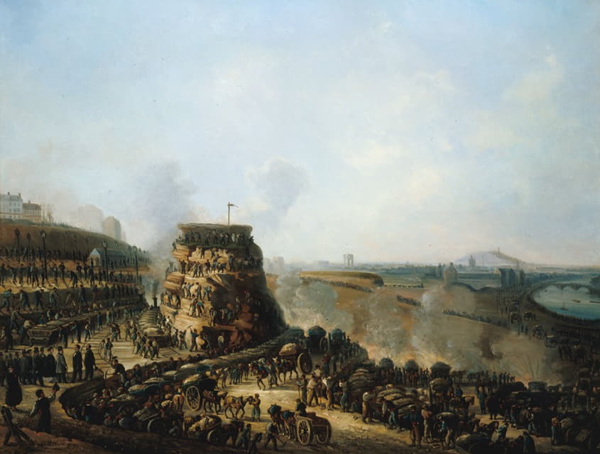 Louis Moullin - Visite de l’empereur Napoléon III et de l’impératrice Eugénie sur le chantier des travaux d’arasement de la colline de Chaillot