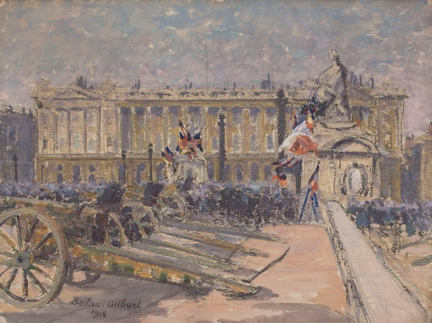 Louis-Gilbert Bellan - La place de la Concorde le jour de l’Armistice, le 11 novembre 1918