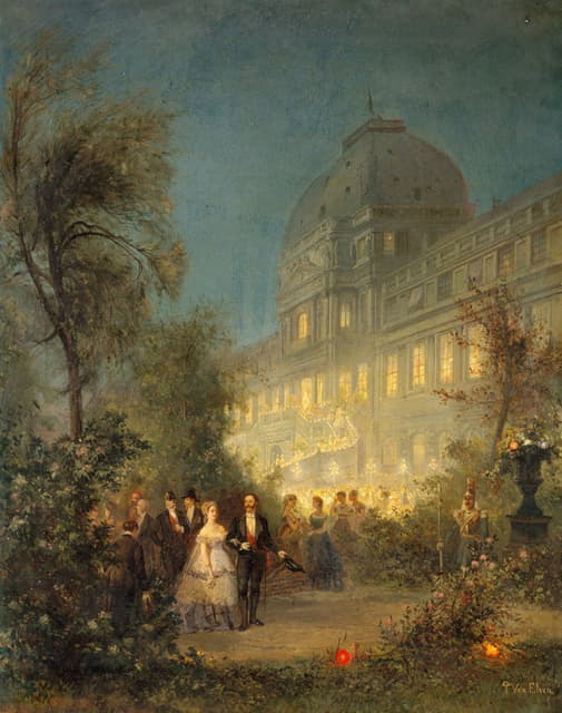 Pierre Tetar van Elven - Fête de nuit aux Tuileries, le 10 juin 1867, à l’occasion de la visite des souverains étrangers à l’exposition universelle, actuel 1er arrondissement
