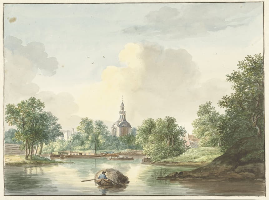 Pieter Gerardus van Os - De Hogerwoerdse Poort te Leiden vanaf de Singel gezien