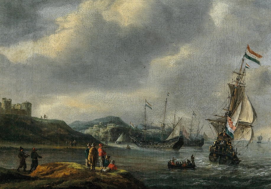 Reinier Nooms - Ships entering a harbour