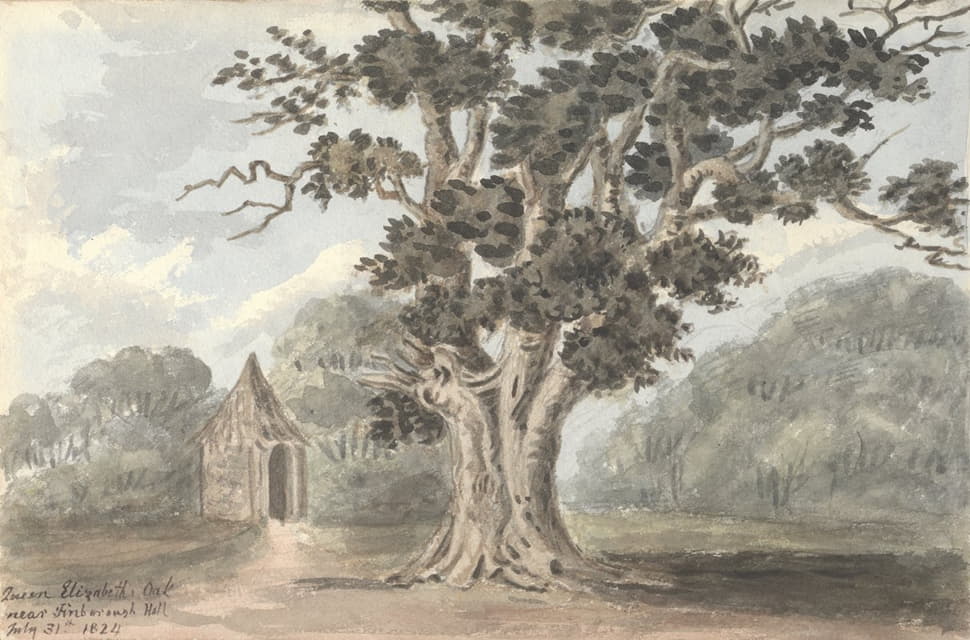 Anne Rushout - Queen Elizabeth’s Oak near Finborough Hall July 31, 1824