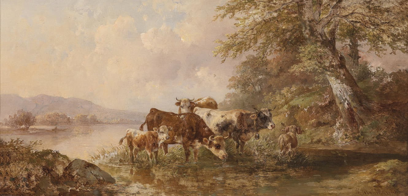 Edmund Mahlknecht - Kühe am Seeufer