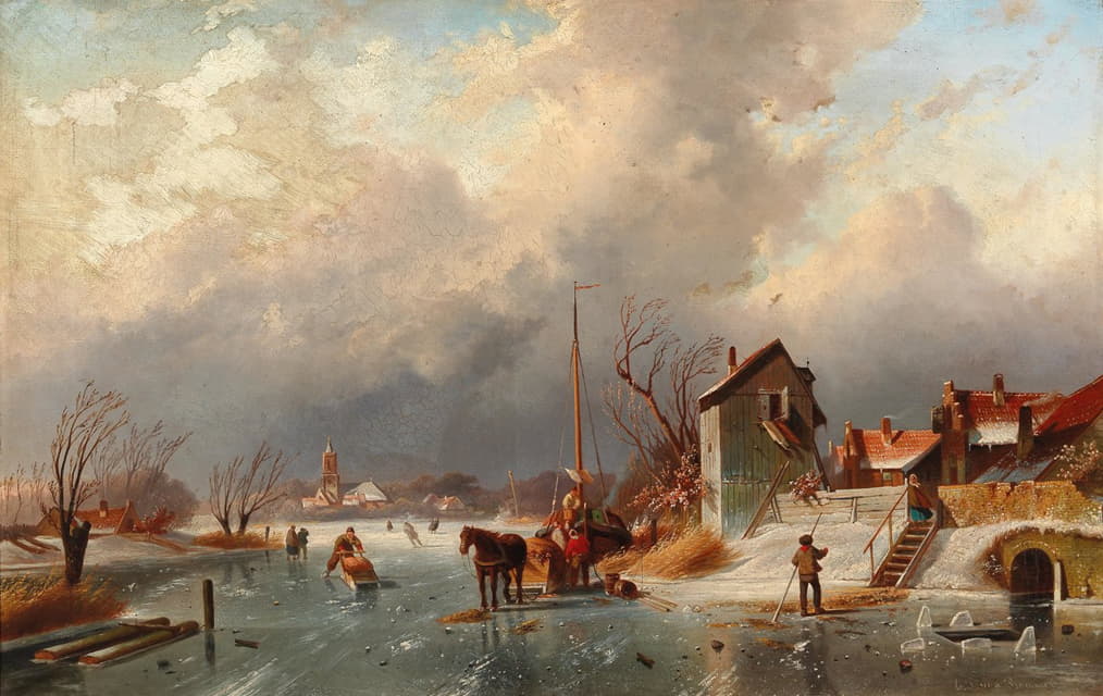 Elias Pieter van Bommel - Canal Landscape in Winter