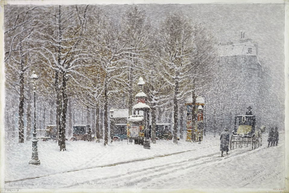1916年2月，加森迪街、缅因大道和帕伦特斯街被雪覆盖