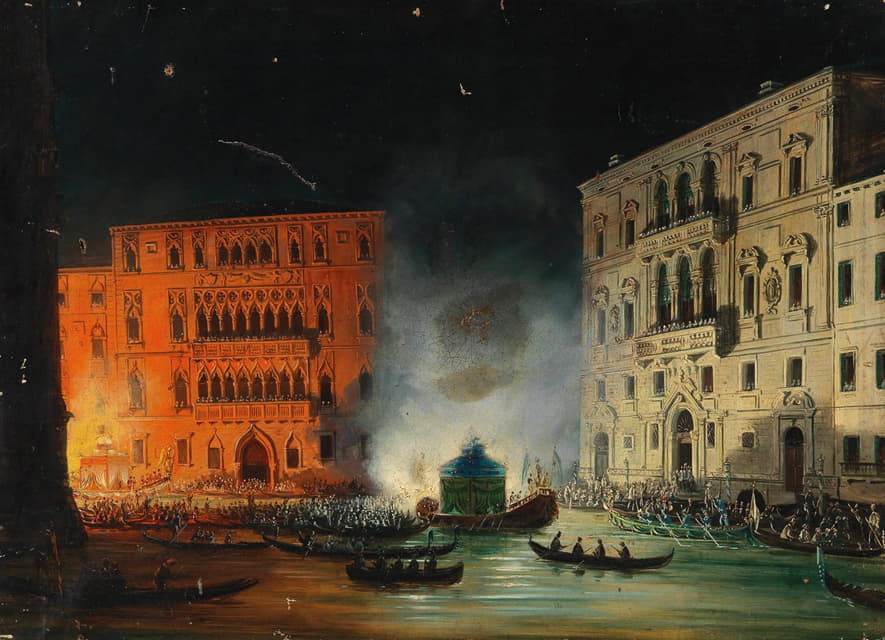 威尼斯—1838年在大运河上举行的纪念费迪南德皇帝的庆典