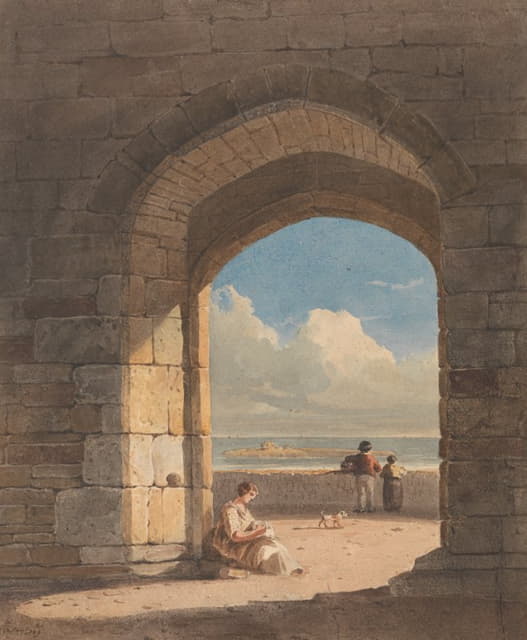 John Varley - An Arch at Holy Island, Northumberland