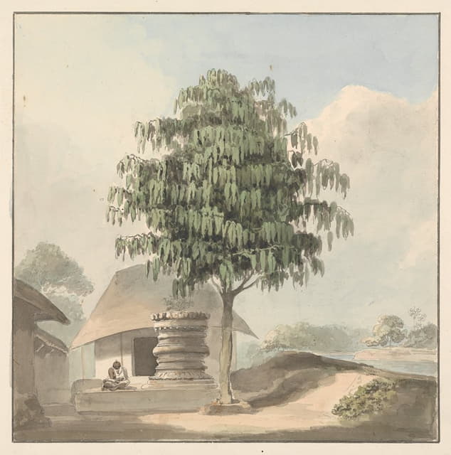 Samuel Davis - Holy Man Seated Near Plinth Under a Tree