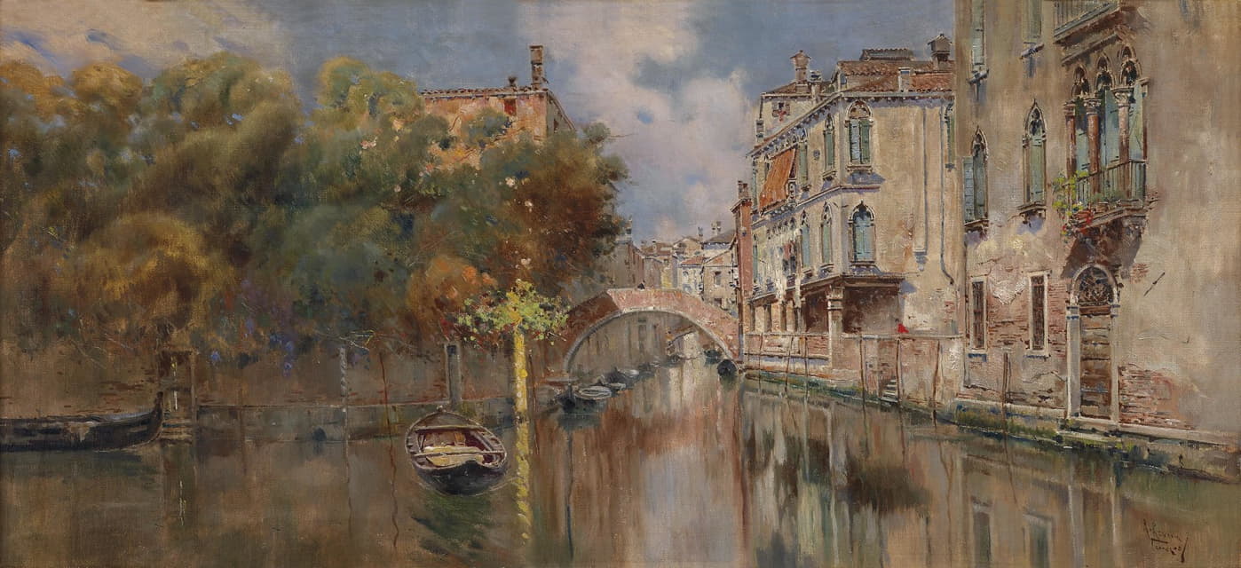 Antonio María de Reyna Manescau - Blick auf einen Kanal in Venedig