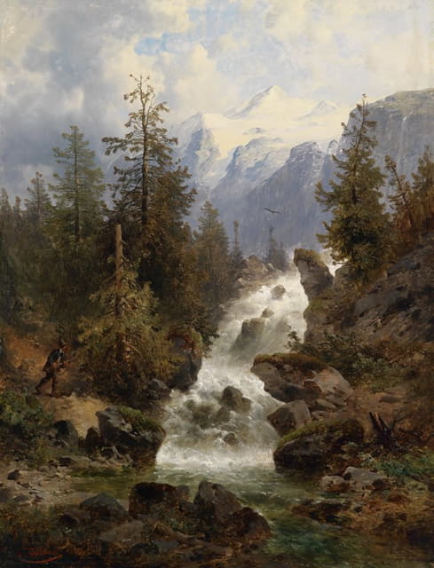 Josef Thoma - Jäger am Wasserfall