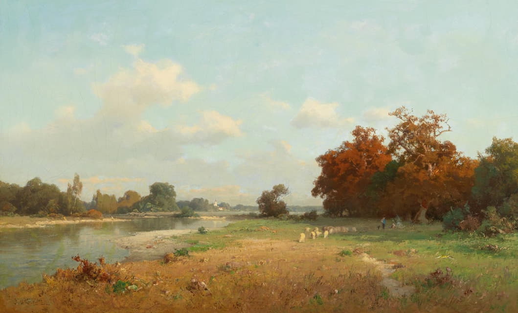Josef Willroider - Landschaft mit Schafen