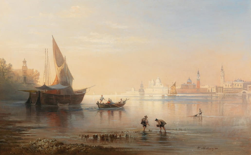 Karl Heilmayer - Gathering Mussels in the Venetian Lagoon