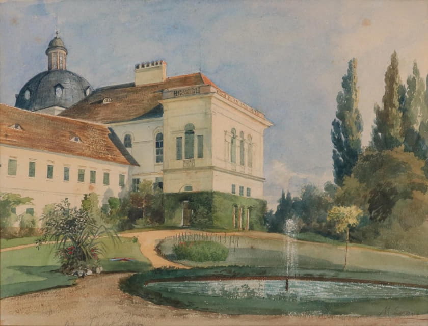 Marie Egner - Schlosspark mit Springbrunnen