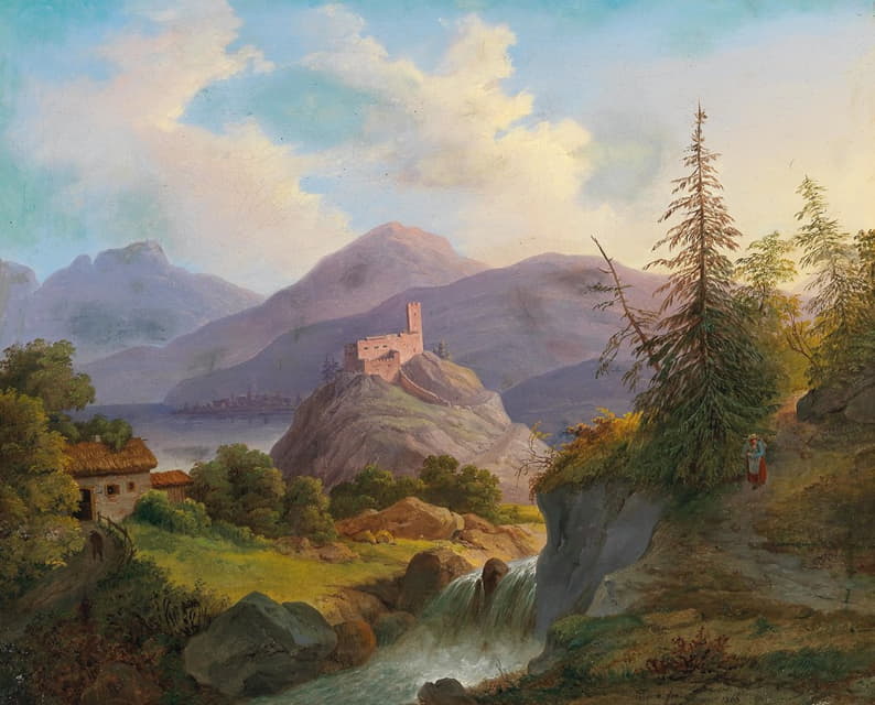 Matthias Rudolf Toma - Landscape with Mountain Torrent and Castle in the Distance