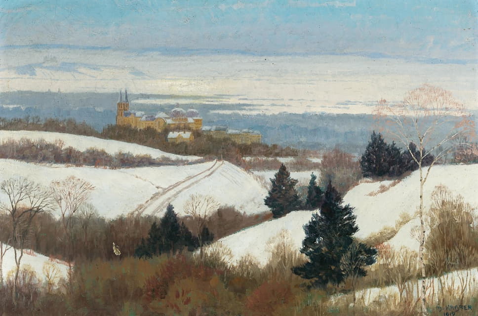 Max Kahrer - View of Klosterneuburg in winter