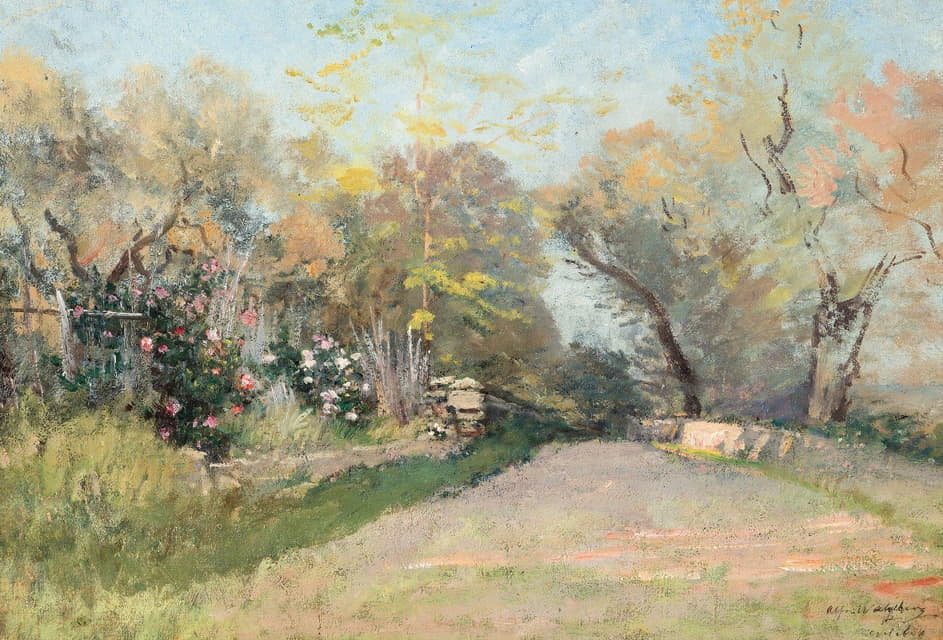 Alfred Wahlberg - Landscape near Antibes. Study