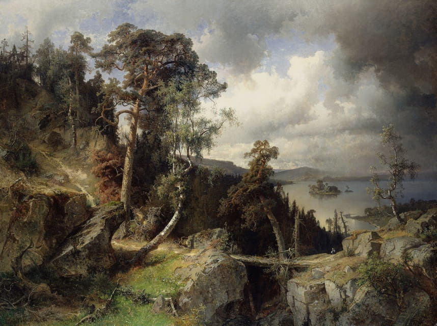 Alfred Wahlberg - Swedish Landscape. Motif from Kolmården