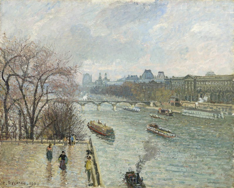 Camille Pissarro - The Louvre,Afternoon Rainy Weather