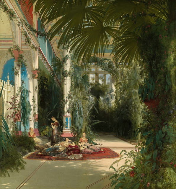 Carl Blechen - The Interior of the Palm House on the Pfaueninsel Near Potsdam
