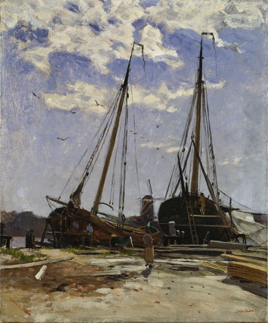 习作for多德雷赫特Harbour，1880，Göteborgs konstmuseum