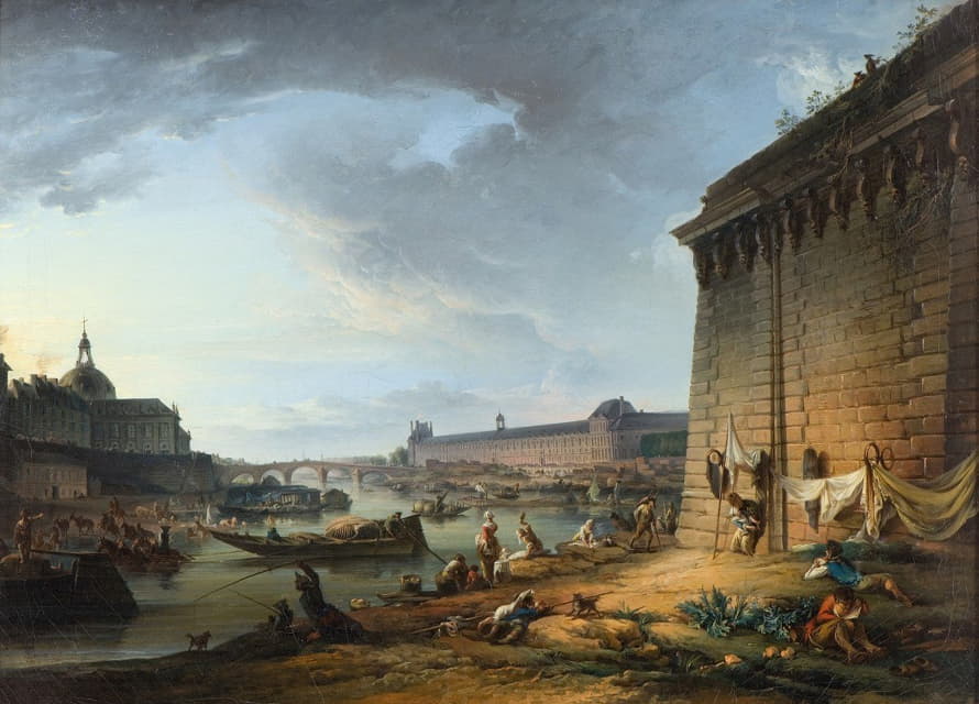 Elias Martin - View of Paris from the Embankment beneath the Pont Neuf