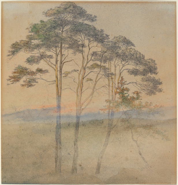 Ernst Ferdinand Oehme - Pines in a Morning Fog