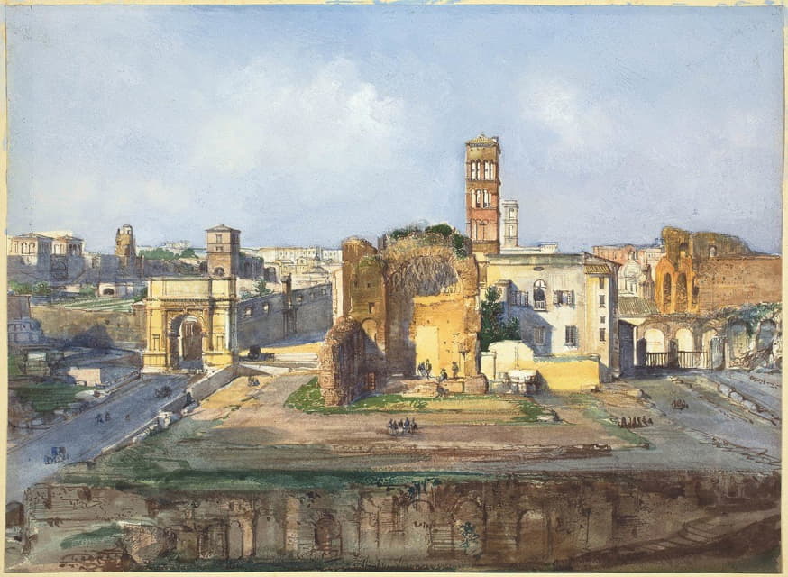 罗马广场附近的提图斯拱门、维纳斯神庙和罗马神庙