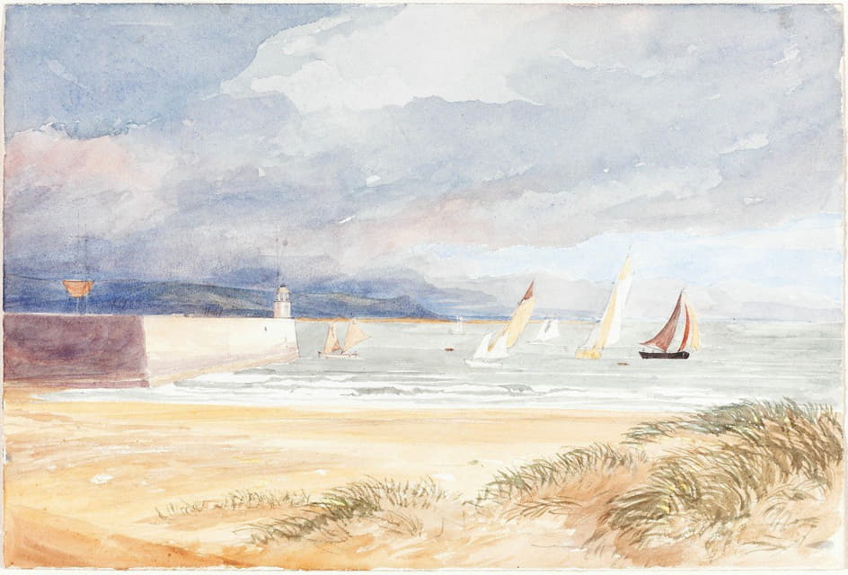 James Bulwer - Shore Scene with Sailboats