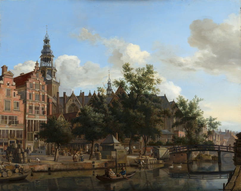 Jan van der Heyden - View of Oudezijds Voorburgwal with the Oude Kerk in Amsterdam