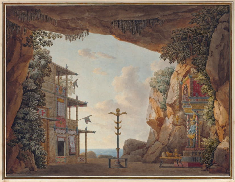 Jean Thomas Thibault - Design for Stage Set for the Second Act of Elisca or L’Habitante de Madagascar