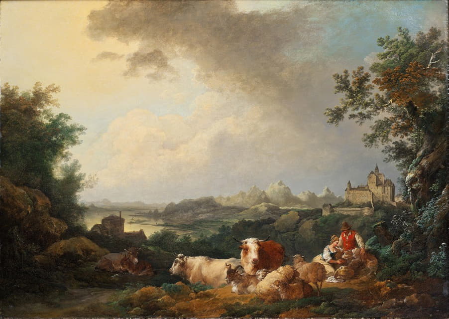 Philippe-Jacques de Loutherbourg - Landscape with Resting Cattle