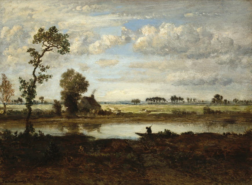 Théodore Rousseau - Landscape with Boatman