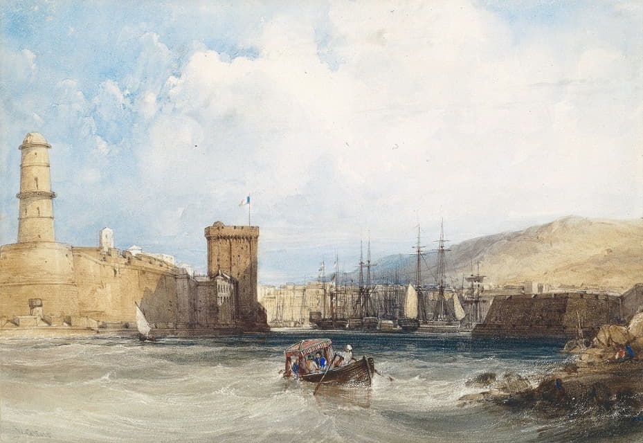 William Callow - The Entrance to the Harbor of Marseilles