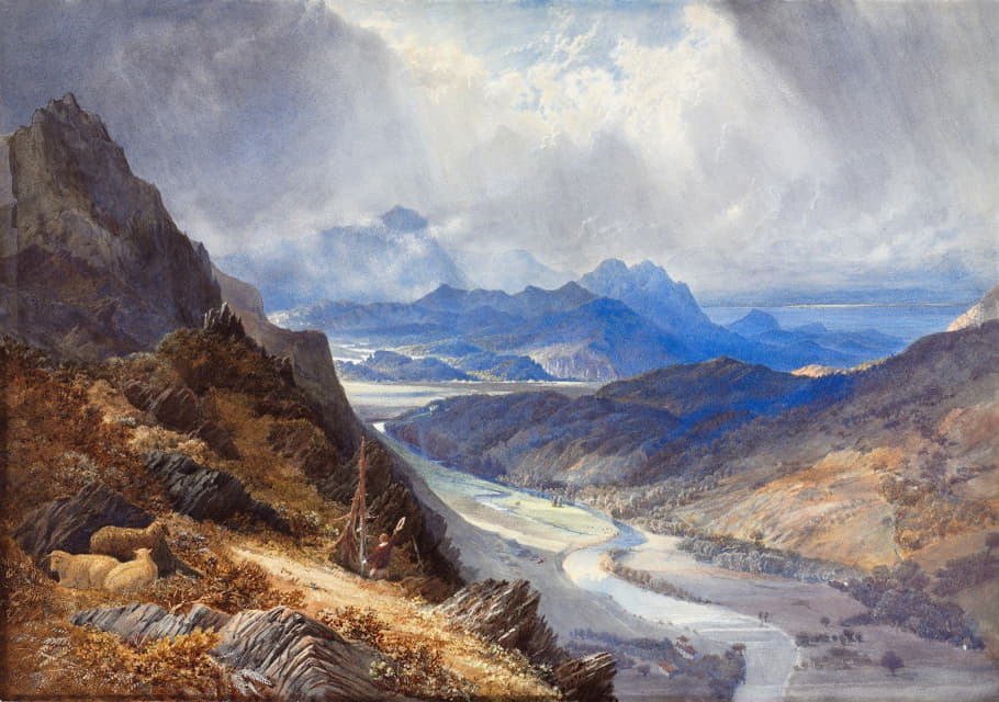 Moel Cynwich拍摄的风景；俯瞰阿丰·马达奇山谷和卡德尔·伊德里斯