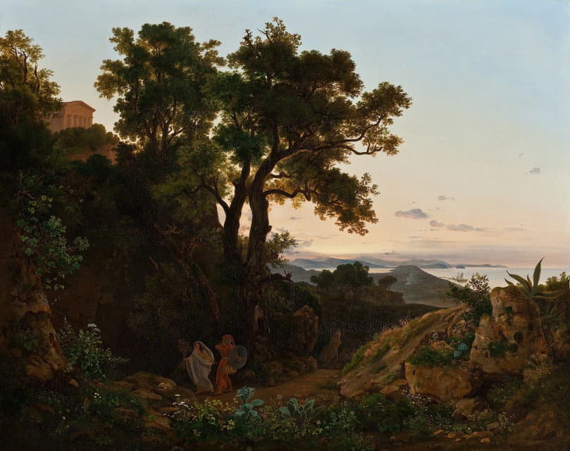 Beniamino De Francesco - Italian Landscape With Aeneas And The Cumaean Sibyl