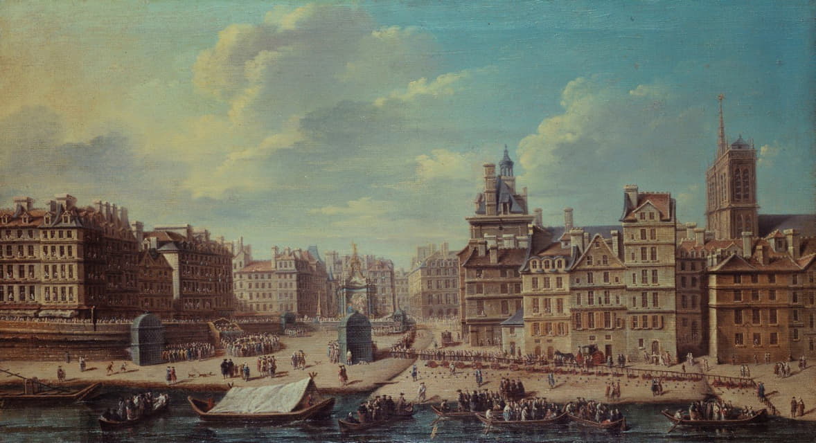 Nicolas Jean-Baptiste Raguenet - Fête donnée place de Grève à l’occasion de la naissance de la princesse Marie-Thérèse, fille du dauphin, en juillet 1746