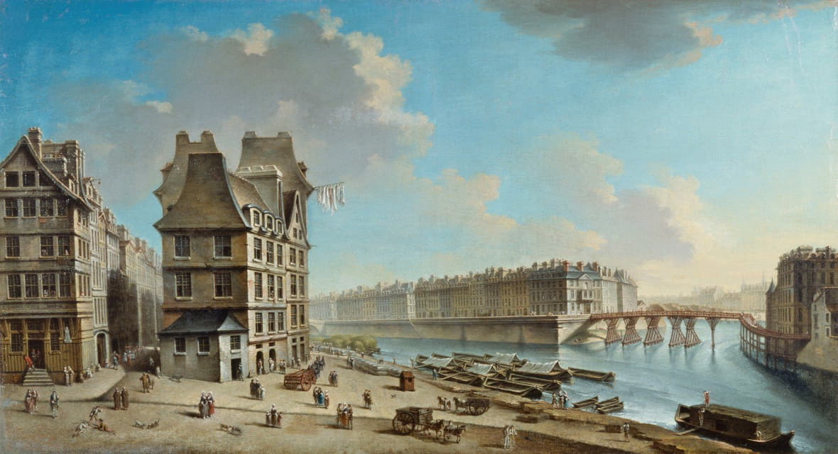 Nicolas Jean-Baptiste Raguenet - La Grève, l’Ile Saint-Louis et le Pont Rouge, vus de la place de la Grève